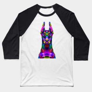 Doberman Pinscher Rainbow Low Poly Art Baseball T-Shirt